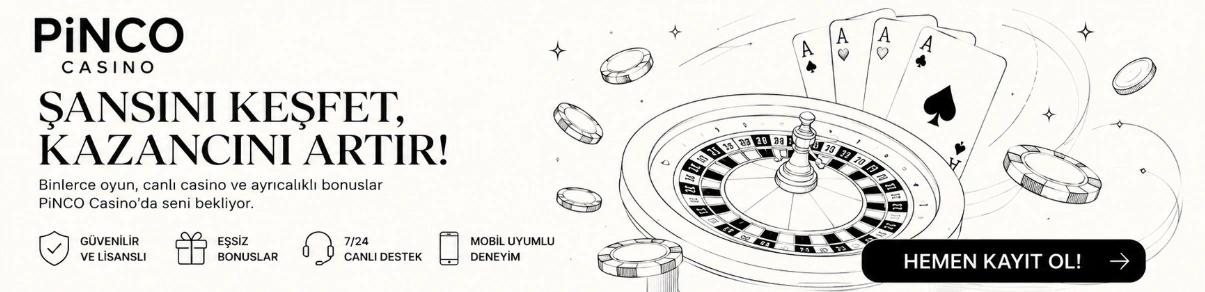 Pinco Casino Türkiye line art casino banner görseli