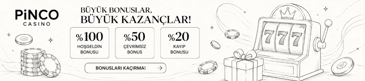 Pinco Casino bonuslar ve slot oyunları line art banner görseli